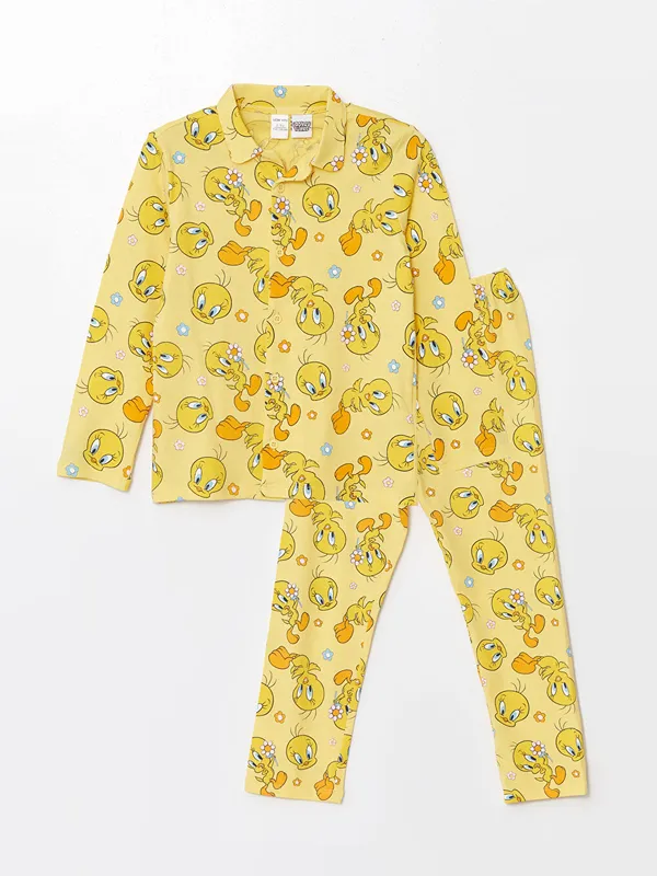 LCW-baby-Ensemble-de-pyjama-pour-Filles-B233b233-224-Manches-Courtes-Col-roul233-Imprim233-Tweety Bon Plan LCW baby Ensemble de pyjama pour Filles Bébé à Manches Courtes Col roulé Imprimé Tweety