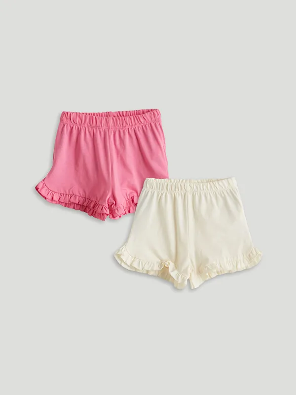 LCW-baby-Lot-de-2-Shorts-Basiques-pour-B233b233s-Filles-224-Taille-201lastiqu233e LCW baby Lot de 2 Shorts Basiques pour Bébés Filles à Taille Élastiquée Vente Directe