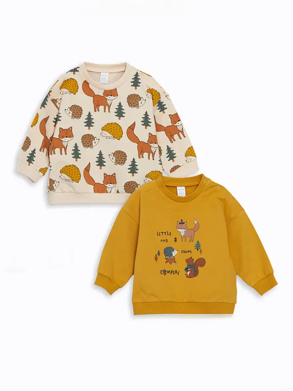 LCW-baby-Lot-de-2-Sweat-shirts-Imprim233s-Col-Rond LCW baby Lot de 2 Sweat-shirts Imprimés Col Rond Jusqu’à Épuisement Des Stocks