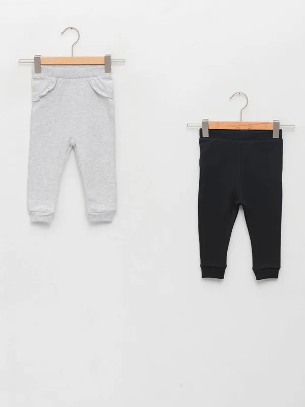 LCW-baby-Pantalon-Jogger-Basique-B233b233-Fille-224-Taille-C244tel233e-Lot-de-2 Nouvelle Collection LCW baby Pantalon Jogger Basique Bébé Fille à Taille Côtelée Lot de 2