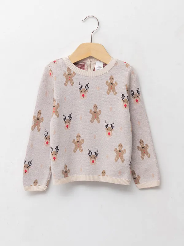 LCW-baby-Pull-over-en-tricot-224-col-rond-et-manches-longues-th232me-Nouvel-An-pour-b233b233-fille LCW baby Pull-over en tricot à col rond et manches longues thème Nouvel An pour bébé fille Meilleure Vente