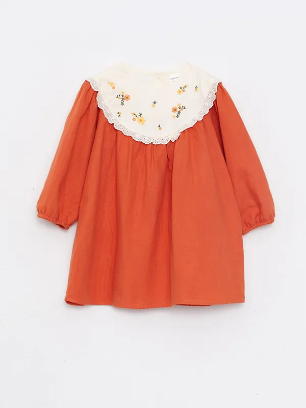 LCW-baby-Robe-B233b233-Fille-224-Col-Rond-avec-D233tails-Brod233s LCW baby Robe Bébé Fille à Col Rond avec Détails Brodés Expédié Aujourd’hui