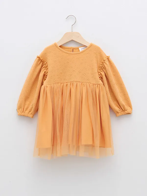 LCW-baby-Robe-B233b233-Fille-224-Manches-Longues-avec-D233tails-en-Tulle-Col-Rond Bon Marché LCW baby Robe Bébé Fille à Manches Longues avec Détails en Tulle Col Rond