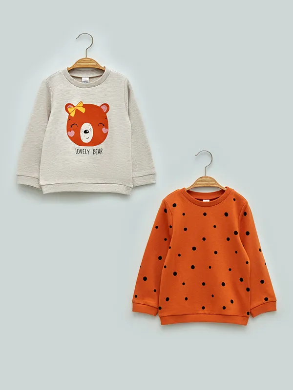 LCW-baby-Sweat-shirt-Imprim233-224-Manches-Longues-Col-Rond-B233b233-Fille-Lot-de-2 LCW baby Sweat-shirt Imprimé à Manches Longues Col Rond Bébé Fille Lot de 2 Satisfait Ou Remboursé