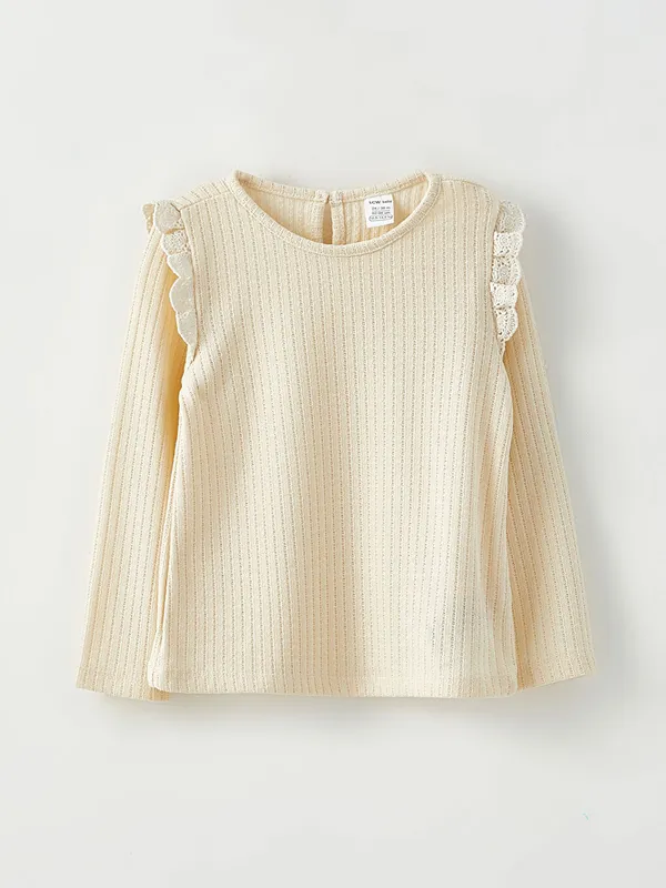 LCW-baby-T-shirt-224-Manches-Longues-pour-B233b233s-Filles-avec-Col-Rond Certifié LCW baby T-shirt à Manches Longues pour Bébés Filles avec Col Rond