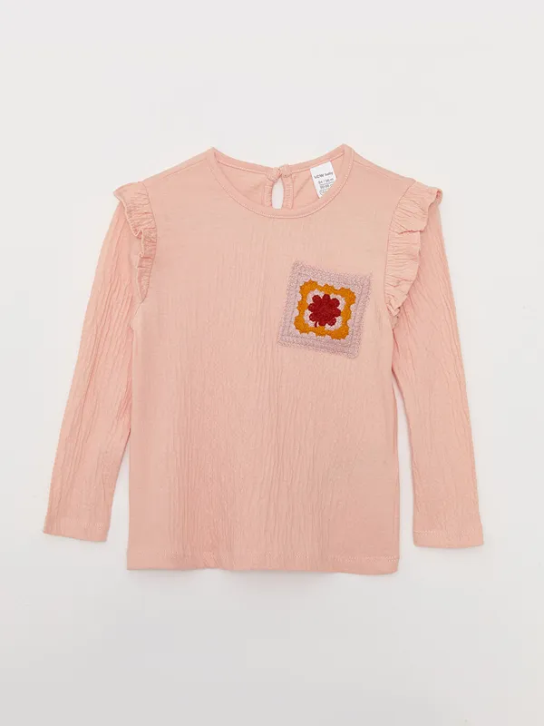 LCW-baby-T-shirt-B233b233-Fille-224-Manches-Longues-Col-Rond-avec-D233tails-Brod233s LCW baby T-shirt Bébé Fille à Manches Longues Col Rond avec Détails Brodés Soldes