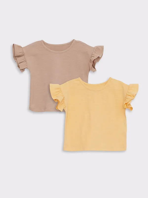 LCW-baby-T-shirt-B233b233-Fille-Col-Rond-Manches-Courtes-Coton-Lot-de-2 Meilleur Choix LCW baby T-shirt Bébé Fille Col Rond Manches Courtes Coton Lot de 2