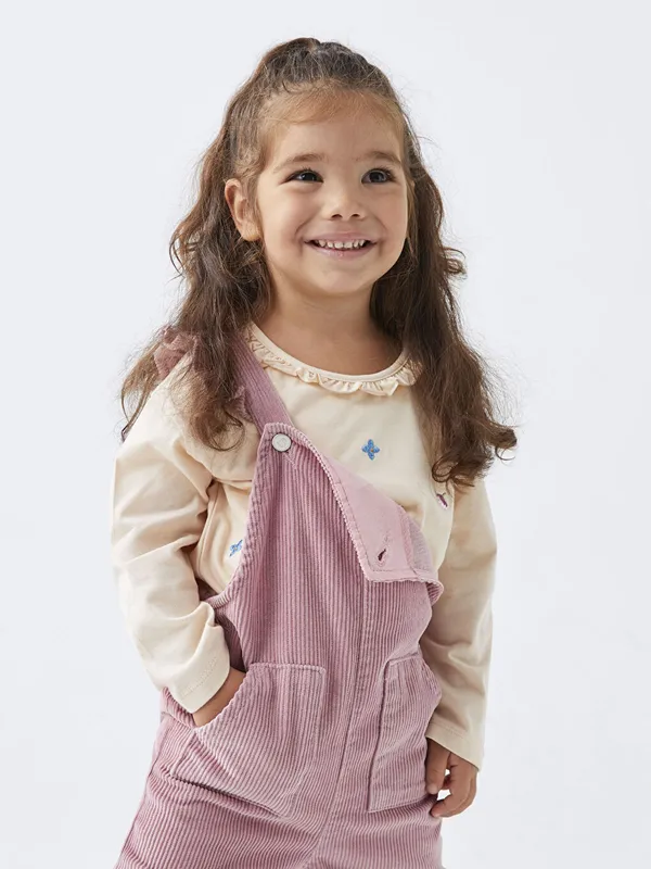 LCW-baby-T-shirt-B233b233-Fille-en-Coton-Bio-224-Manches-Longues-avec-D233tails-Brod233s-Col-Rond LCW baby T-shirt Bébé Fille en Coton Bio à Manches Longues avec Détails Brodés Col Rond Vente Flash