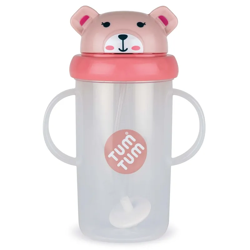 GRANDE-Tasse-anti-fuite-+-paille-lestée-Ourson-rose--300-ml-23233 Expédition Rapide GRANDE Tasse anti fuite + paille lestée Ourson rose -300 ml