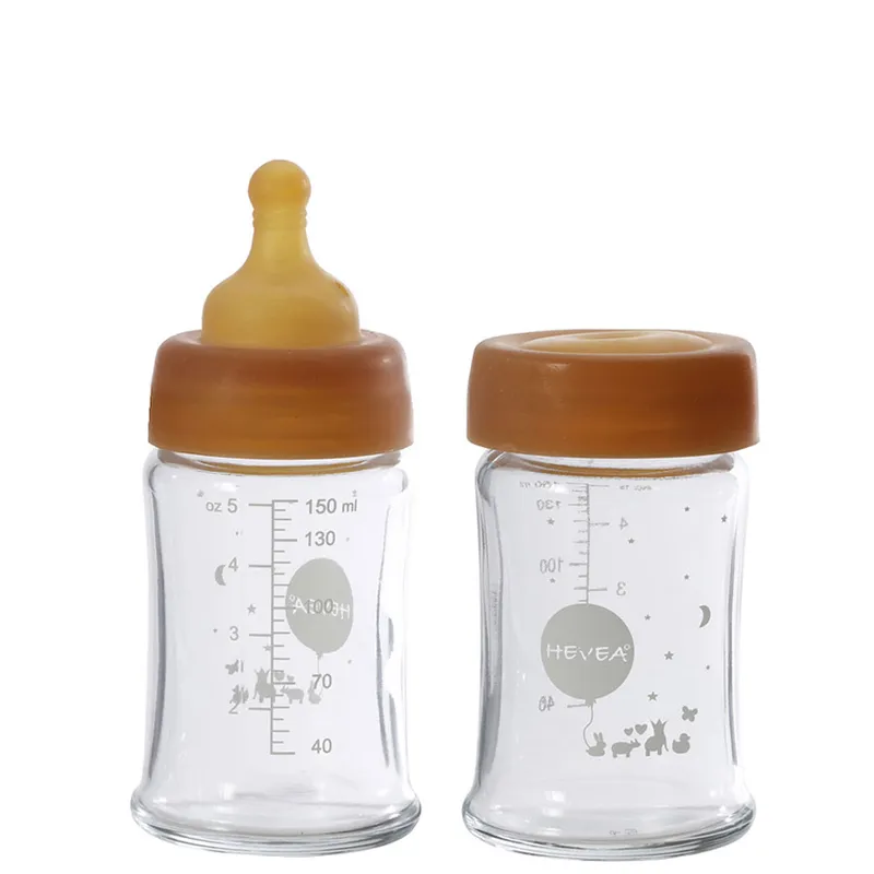 Lot-de-2-biberons-en-verre-et-caoutchouc-naturel---150-ml-23242 Artisanat Lot de 2 biberons en verre et caoutchouc naturel - 150 ml