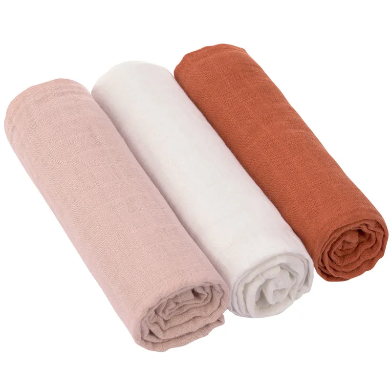 Lot-de-3-langes-en-mousseline-Rose-poudré-22658 Livraison Express Lot de 3 langes en mousseline Rose poudré