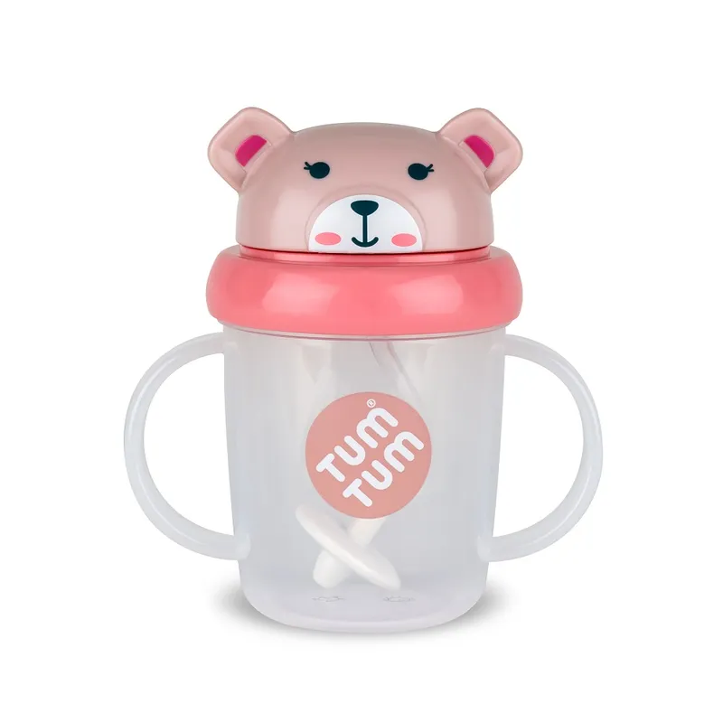 Tasse-anti-fuite-+-paille-lestée-Ourson-rose---V3-23359 Expédié Aujourd’hui Tasse anti fuite + paille lestée Ourson rose - V3