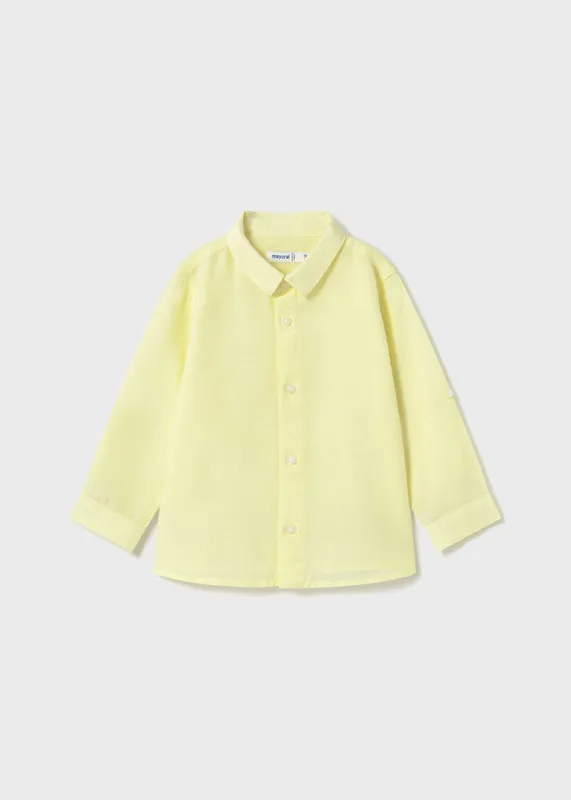 Camisa-manga-larga-con-lino-bebé-7118 Certifié Camisa manga larga con lino bebé