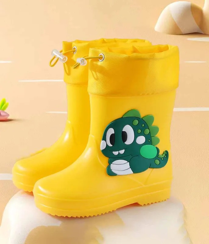 Bottes-de-pluie-jaunes-pour-enfants-avec-cordons-de-serrage-11872 Dernière Chance Bottes de pluie jaunes pour enfants avec cordons de serrage