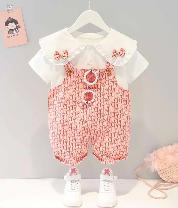 Ensemble-de-salopette-rose-tendance-pour-petites-filles-12477 Ensemble de salopette rose tendance pour petites filles Top Qualité