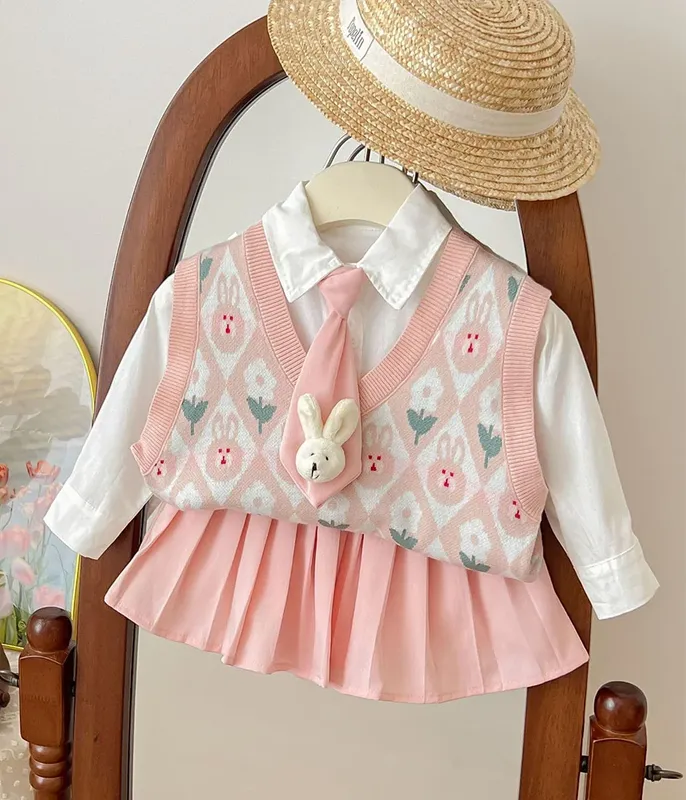 Ensemble-de-trois-pièces-pour-fille-12536 Quantité Limitée Ensemble de trois pièces pour fille