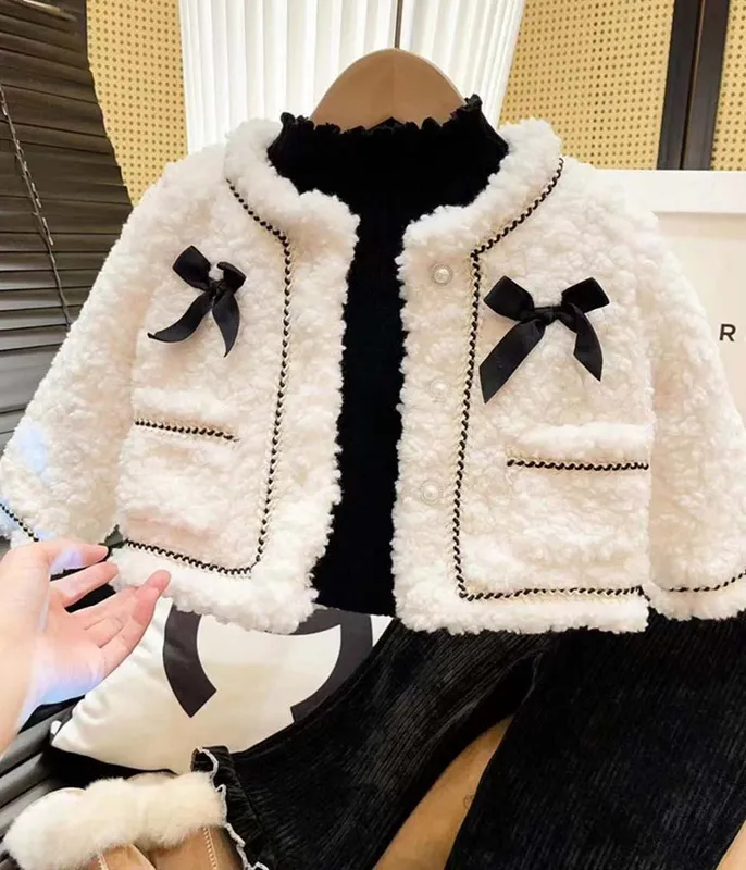 Veste-blanche-chic-pour-fillettes-12371 Veste blanche chic pour fillettes Vente Flash