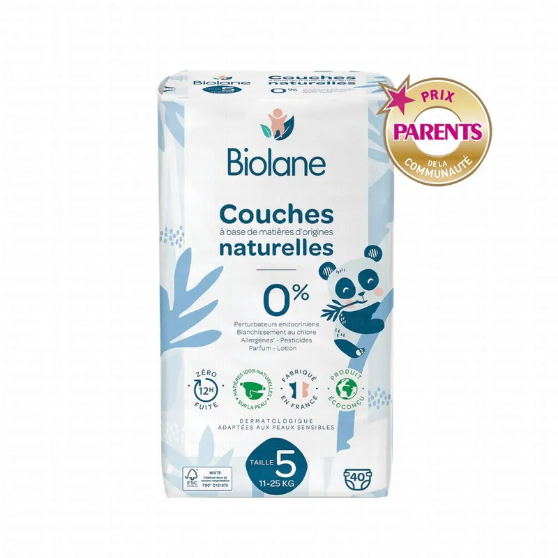 BIOLANE-Couches-naturelles-zéro-fuites-12h-taille-5---11à25kg-x40-couches BIOLANE Couches naturelles zéro fuites 12h taille 5 - 11à25kg x40 couches Nouveauté