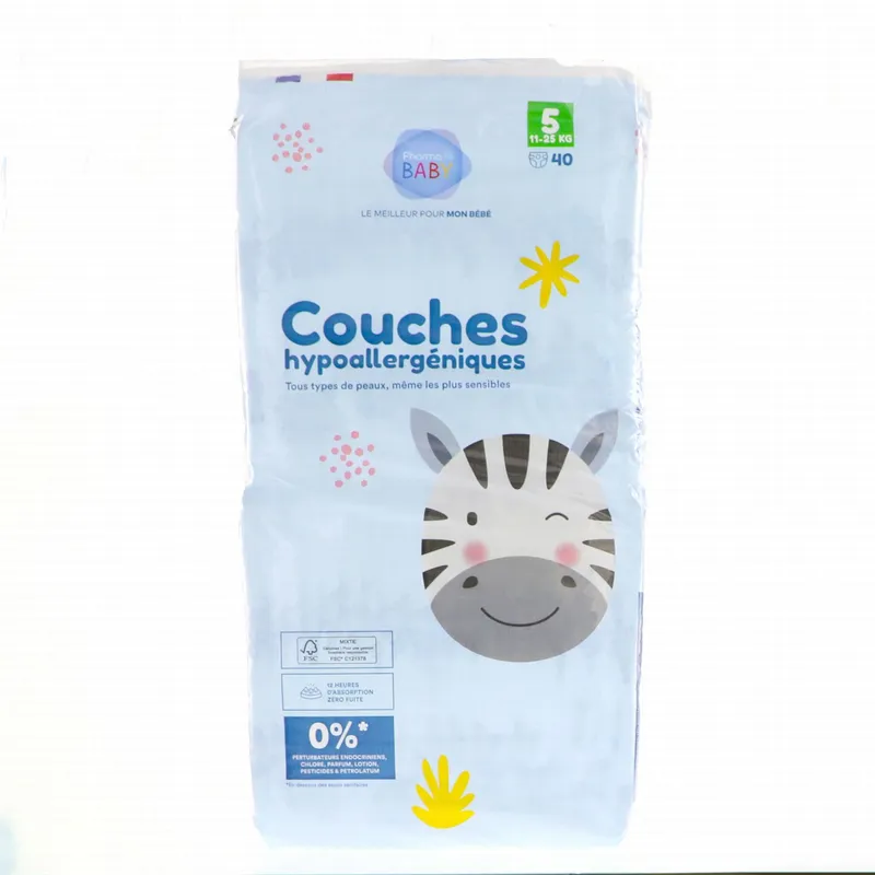 PHARMABABY-Couches-hypoallergéniques-taille-5---11à25kg-x40-couches PHARMABABY Couches hypoallergéniques taille 5 - 11à25kg x40 couches Certifié