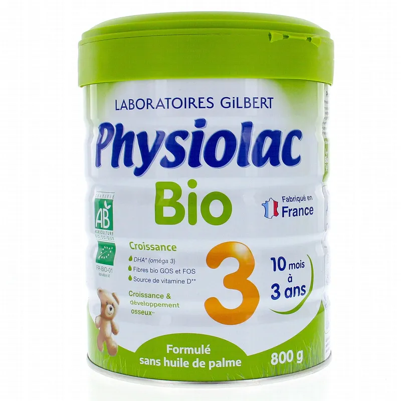 PHYSIOLAC-Lait-Bio-3-de-10-mois-à-3-ans-800g PHYSIOLAC Lait Bio 3 de 10 mois à 3 ans 800g Pas Cher