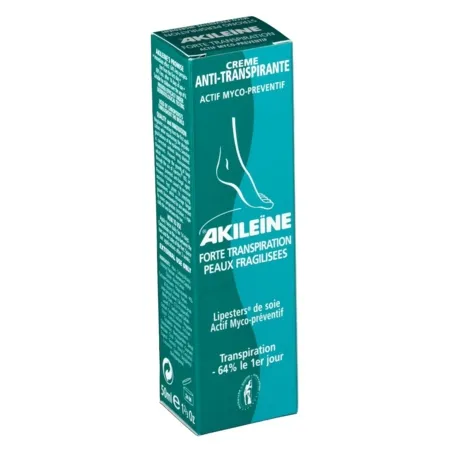 Akileine Creme Anti-Transpirante Pieds - 50ml Certifié