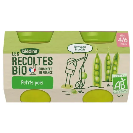 Blédina-Les-Récoltes-Bio-Petits-Pois-2-x-130-g Livraison Mondiale Blédina Les Récoltes Bio Petits Pois, 2 x 130 g