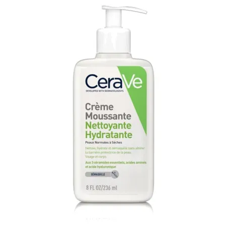 CeraVe-Crème-Moussante-Nettoyante-Hydratante-236-ml Quantité Limitée CeraVe Crème Moussante Nettoyante Hydratante, 236 ml
