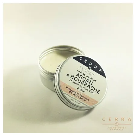 Cerra-crème-de-nuit-argan-bourrache---bio---régénérante-et-hydratante-50ml Cerra crème de nuit argan & bourrache - bio - régénérante et hydratante, 50ml Expédition Rapide
