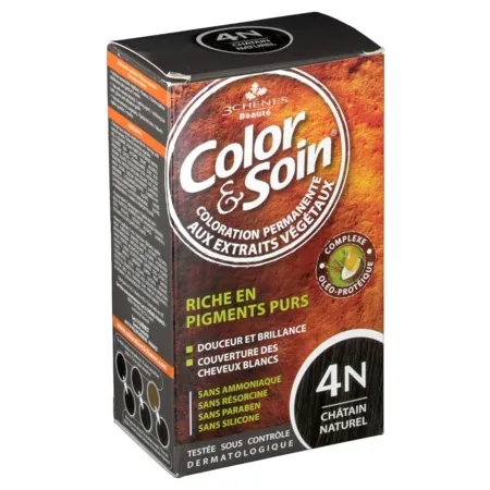 Color-Soin-Coloration-Permanente-Teinte-CHÂTAIN-NATUREL---4N Color & Soin Coloration Permanente Teinte CHÂTAIN NATUREL - 4N Expédié Aujourd’hui