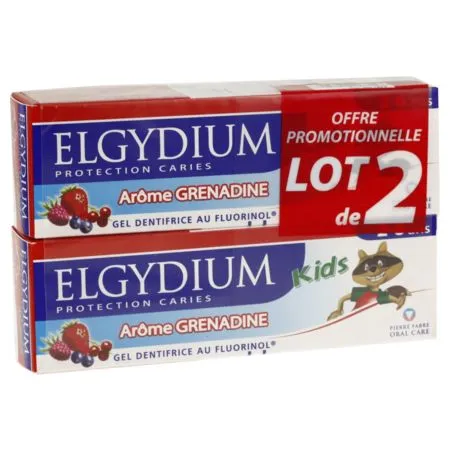 Elgydium-kids-caries-gel-dentif-grenadine-2-x-50-ml Solde Elgydium kids caries gel dentif grenadine, 2 x 50 ml