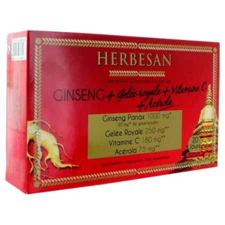 Achetez Aujourd’hui Herbesan ginseng gelee royale, 20 ampoules buvables