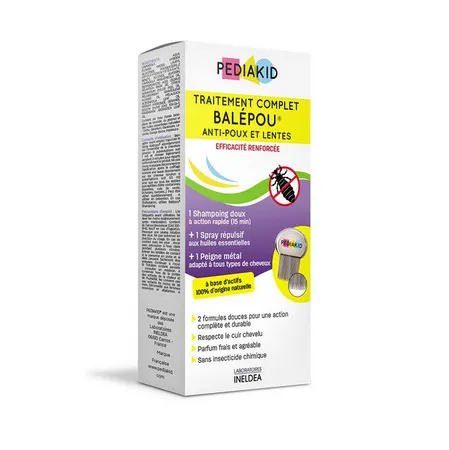 Pediakid-Tratement-Complet-Balépoux-Shampoing-Spray-et-Peigne-200-+-100-ml Commander Maintenant Pediakid Tratement Complet Balépoux Shampoing Spray et Peigne, 200 + 100 ml