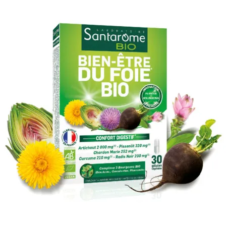 Achetez Aujourd’hui Santarôme Bien-Étre du Foie Bio, 30 Gélules