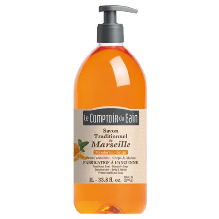Savon-traditionnel-de-Marseille-Mandarine-sauge-1L Savon traditionnel de Marseille Mandarine sauge 1L Produit De Marque
