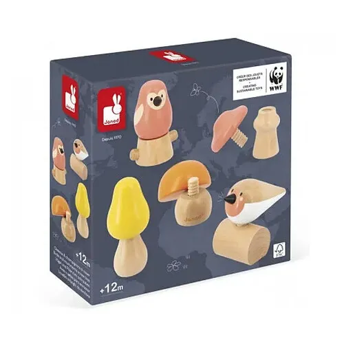 Juratoys-Janod-Janod-Jouets-en-Bois-à-Visser-Oiseaux-et-Champignons Juratoys-Janod Janod Jouets en Bois à Visser Oiseaux et Champignons Nouveauté