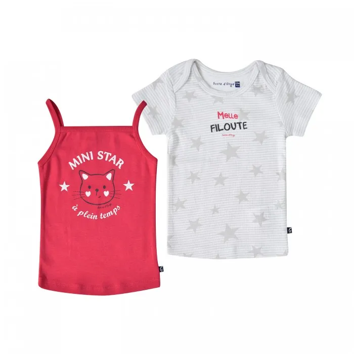 LOT-DE-2-TEE-SHIRTS-FILLE-ERMANDA Promotion Saisonnière LOT DE 2 TEE SHIRTS FILLE ERMANDA