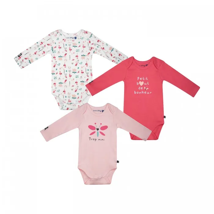 LOT-DE-3-BODIES-GALATEE-MANCHES-LONGUES-BEBE Livraison Mondiale LOT DE 3 BODIES GALATEE MANCHES LONGUES BEBE