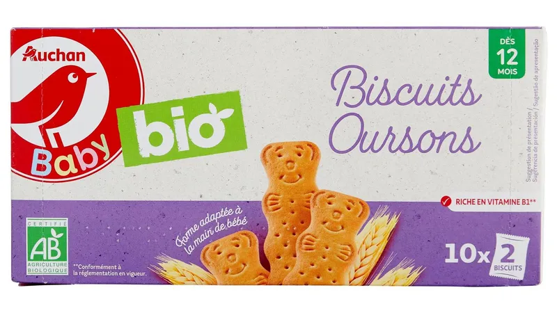 Achat Immédiat Auchan Baby - Biscuits oursons dès 12 mois (20)