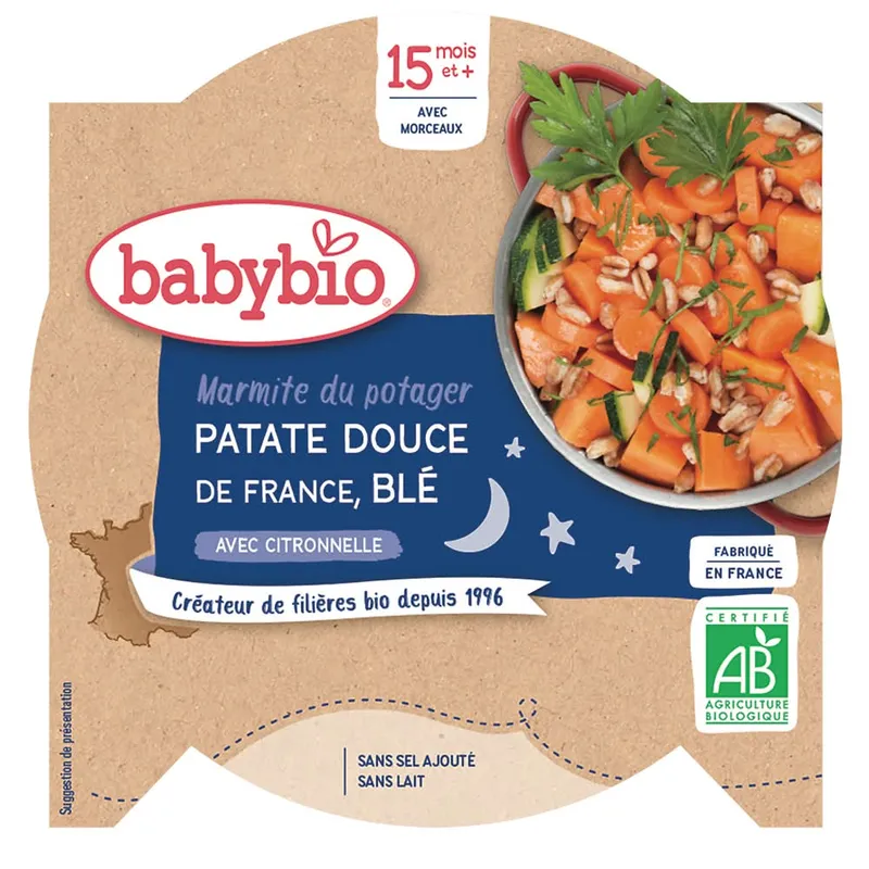Babybio---Marmite-du-potager-patate-douce-blé-dès-15-mois-260g Prix Choc Babybio - Marmite du potager patate douce blé dès 15 mois (260g)