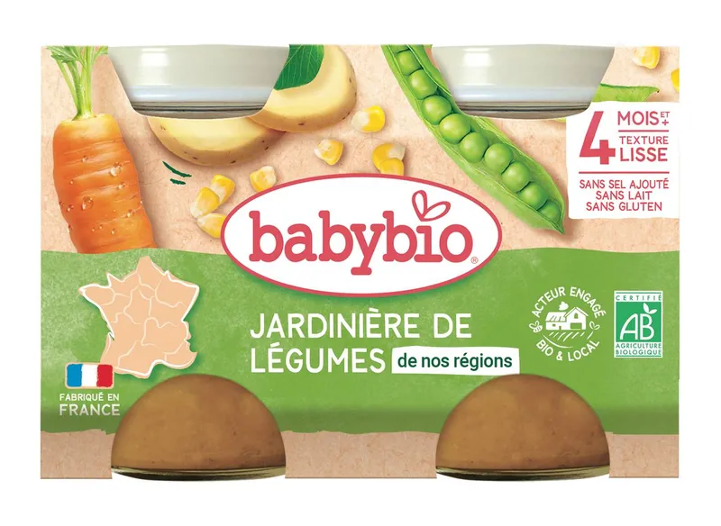 Babybio---Petits-pots-jardinière-de-légumes-de-nos-régions-bio-dès-4-mois-260g Nouvelle Collection Babybio - Petits pots jardinière de légumes de nos régions bio dès 4 mois (260g)