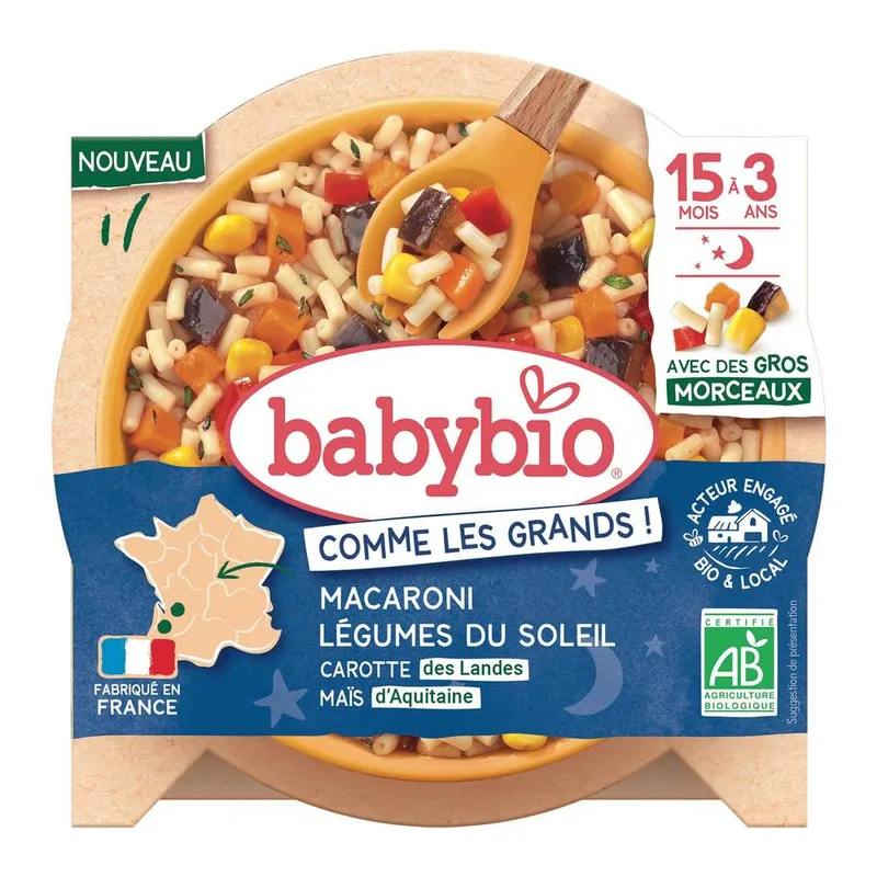 Affaire À Saisir Babybio - Plat bébé du soir dès 15 mois macaroni légumes du soleil (200g)