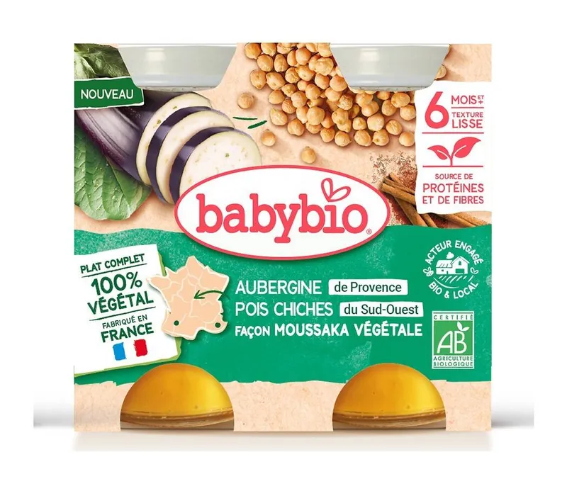 Babybio---Plat-cuisiné-bébé-aubergines-de-provence-et-pois-chiche-façon-moussaka-6-mois-et-plus-2 Gros Lot Babybio - Plat cuisiné bébé aubergines de provence et pois chiche façon moussaka 6 mois et plus (2)