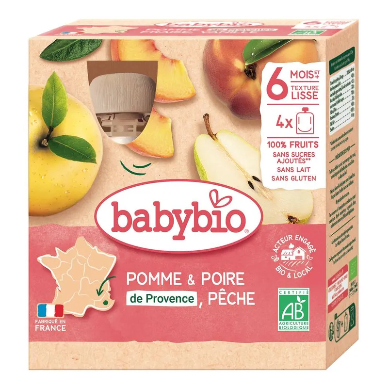 Babybio---Pomme-daquitaine-poire-pêche-doccitanie-bio-dès-6-mois-360g Babybio - Pomme d'aquitaine poire pêche d'occitanie bio dès 6 mois (360g) En Vogue