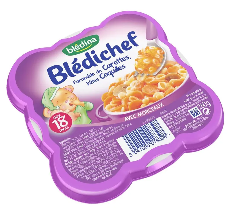 Blédina---Blédichef-farandole-de-carottes-pâtes-coquilles-dès-18-mois-260g Blédina - Blédichef farandole de carottes pâtes coquilles dès 18 mois (260g) Bon Plan