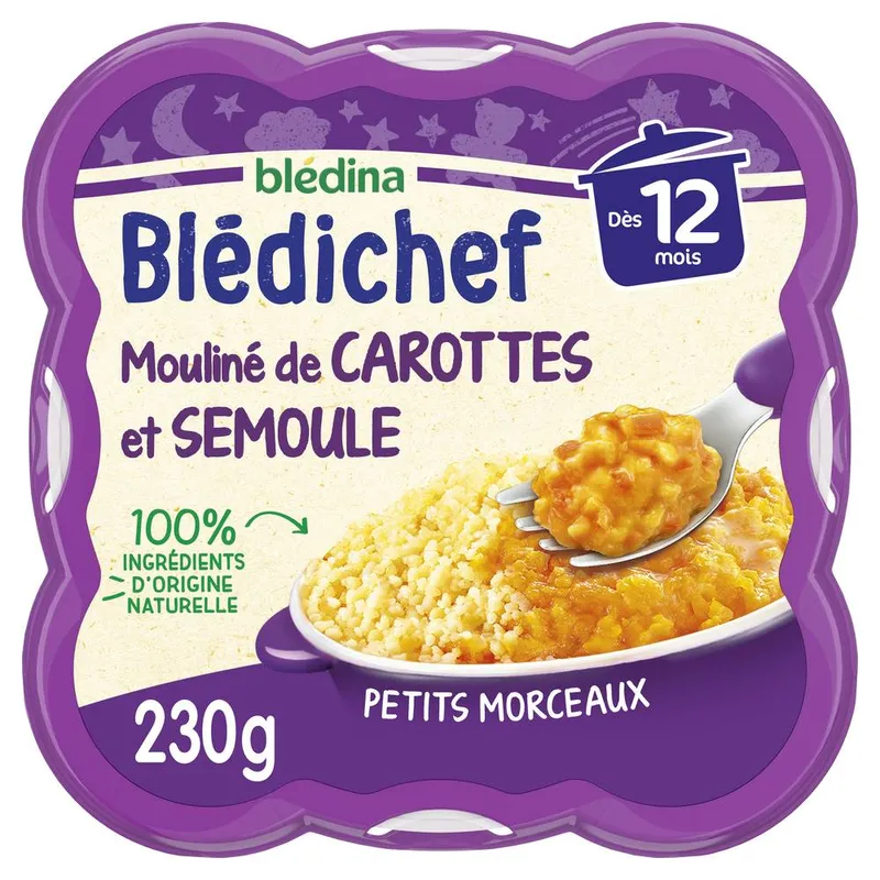 Blédina---Blédichef-mouliné-de-carottes-et-semoule-dès-12-mois-230g Blédina - Blédichef mouliné de carottes et semoule dès 12 mois (230g) Super Prix
