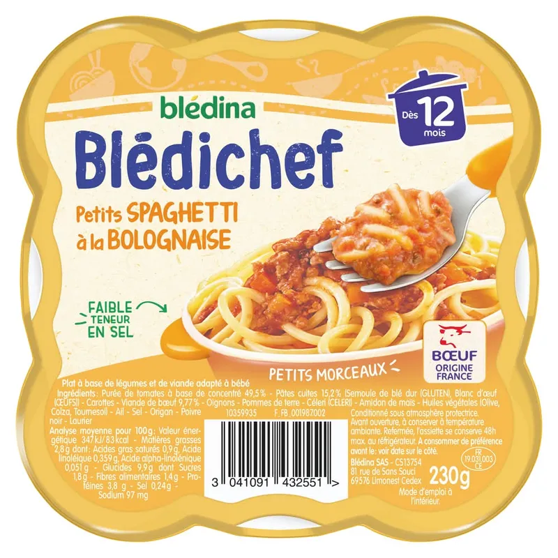 Blédina---Blédichef-plat-pour-bébé-petits-spaghetti-à-la-bolognaise-dès-12-mois-230g Blédina - Blédichef plat pour bébé petits spaghetti à la bolognaise dès 12 mois (230g) Commande En Gros