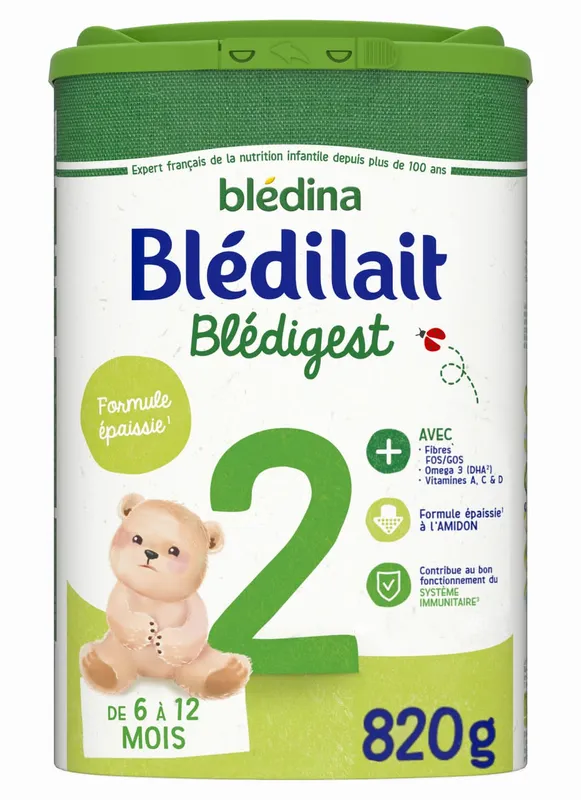 Blédina - Blédilait blédigest lait en poudre 2 6 à 12 mois (820g) Prix Choc