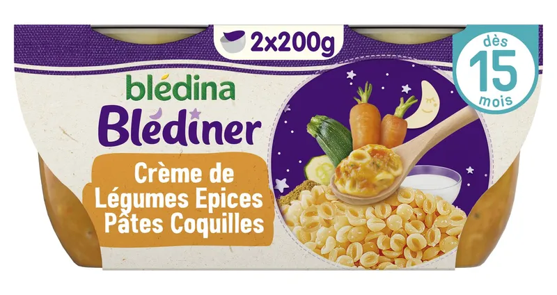 Blédina---Blédiner-crème-de-légumes-épices-et-pâtes-coquille-bébé-dès-15-mois-400g Offre Exclusive Blédina - Blédiner crème de légumes épices et pâtes coquille bébé dès 15 mois (400g)