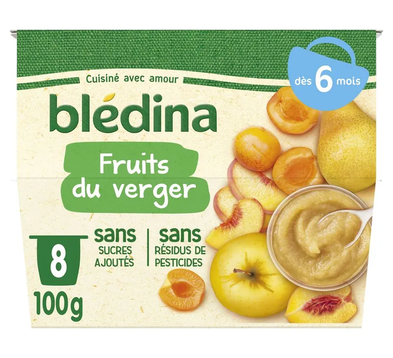 Blédina---Fruits-du-verger-pommes-poires-pêches-abricots-citron-dès-6-mois-pommes---poires---pêches---abricots---citron-800g Commander Maintenant Blédina - Fruits du verger pommes poires pêches abricots citron dès 6 mois, pommes - poires - pêches - abricots - citron (800g)