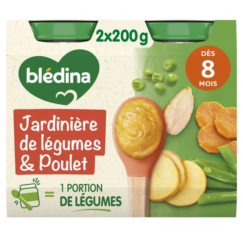 Blédina---Jardinière-de-légumes-poulet-dès-8-mois-400g Haute Qualité Blédina - Jardinière de légumes poulet dès 8 mois (400g)